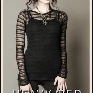 NWOT Heavy Red Raven's Lace Net Long Shirt  nwot